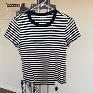 Old Navy Navy and White Striped Short Sleeve Tee